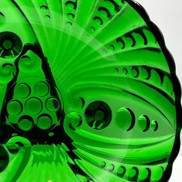 Emerald Green Burple Inspiration Glass Footed Bowl by Anchor Hocking Vintage 195 - Picture 3 of 11